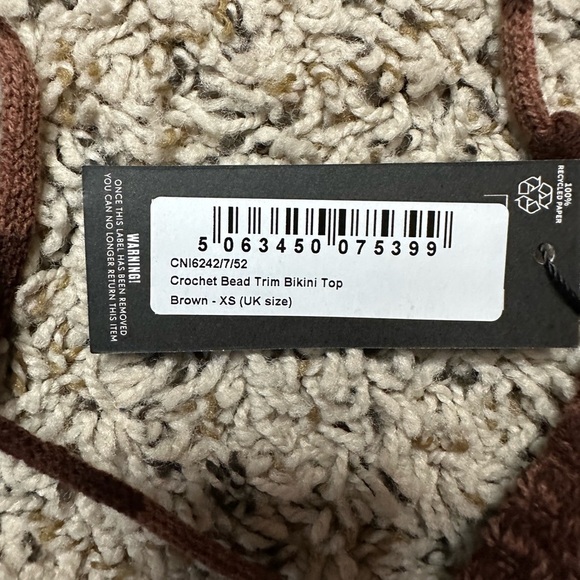 PrettyLittleThing Crochet Bead Trim Bikini top, XS - Picture 2 of 2